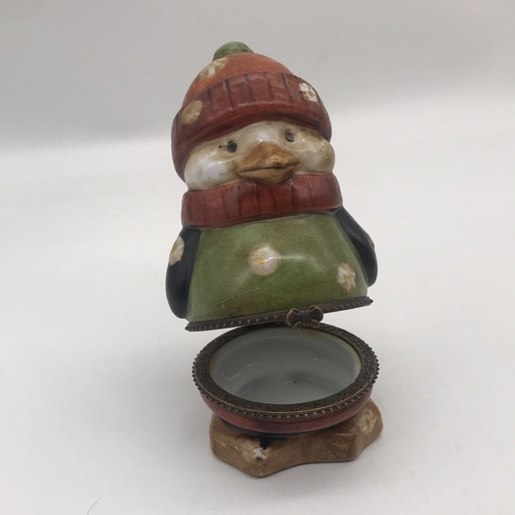 Vintage Penguin Porcelain Dressed in his Holiday Woolly’s Trinket Jar 4.25” Tall - Picture 6 of 7